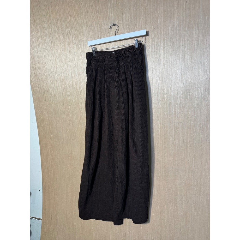 Maeve Anthropologie Brown Corduroy Wide Leg Pants High Rise Pleat Trousers US 4